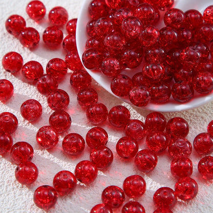 100pcs Crackle Flower Glass Round Loose Beads