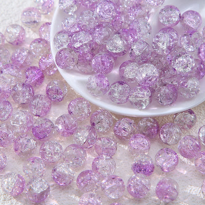 100pcs Crackle Flower Glass Round Loose Beads