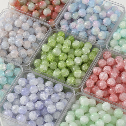 100pcs Colorful Glass Crackle Round Loose Beads
