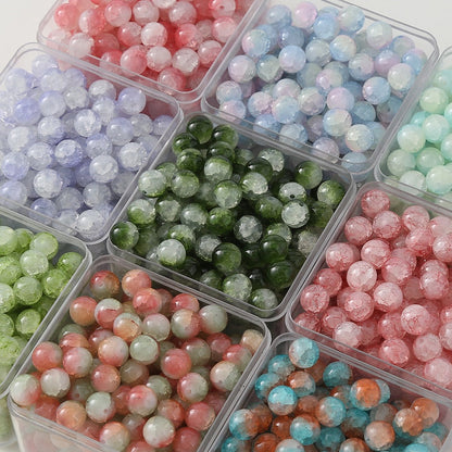 100pcs Colorful Glass Crackle Round Loose Beads