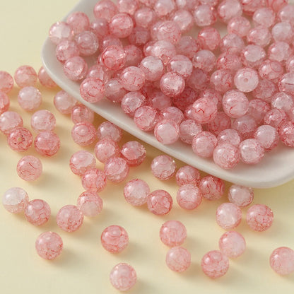 100pcs Colorful Glass Crackle Round Loose Beads