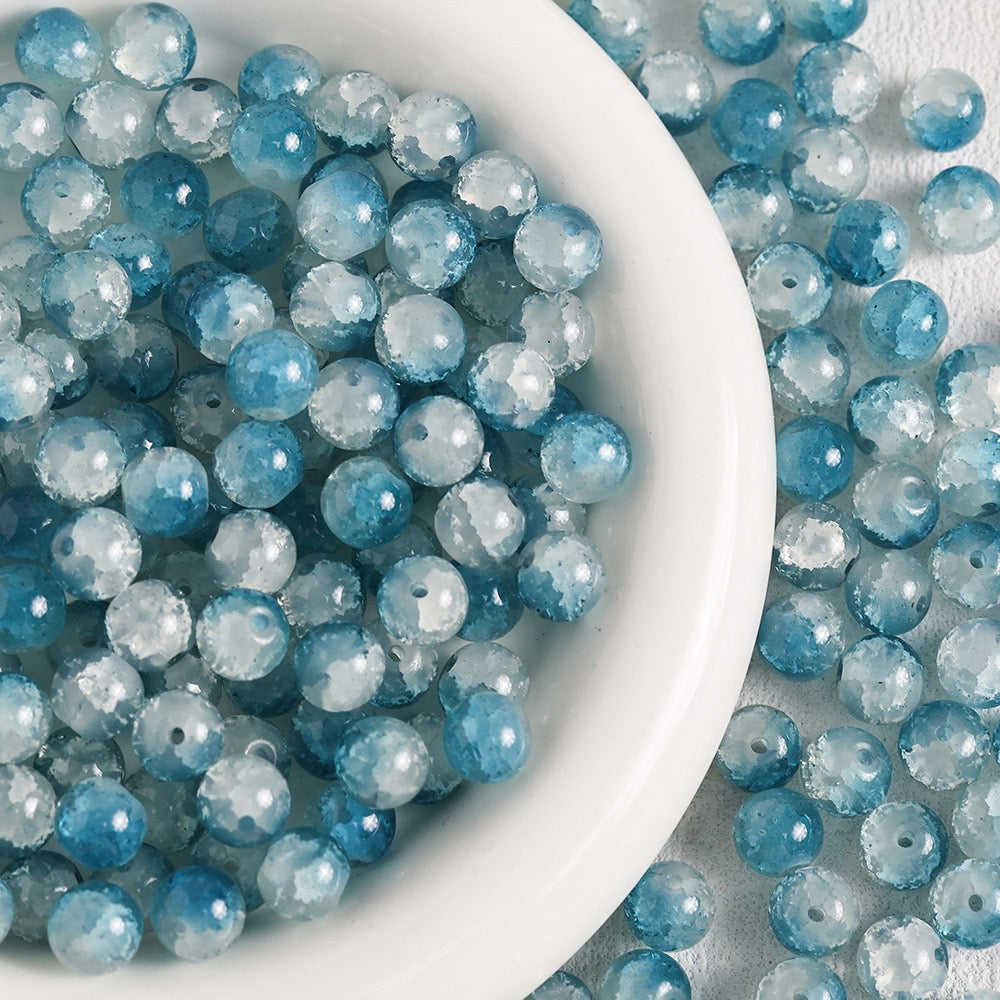 100pcs Colorful Glass Crackle Round Loose Beads