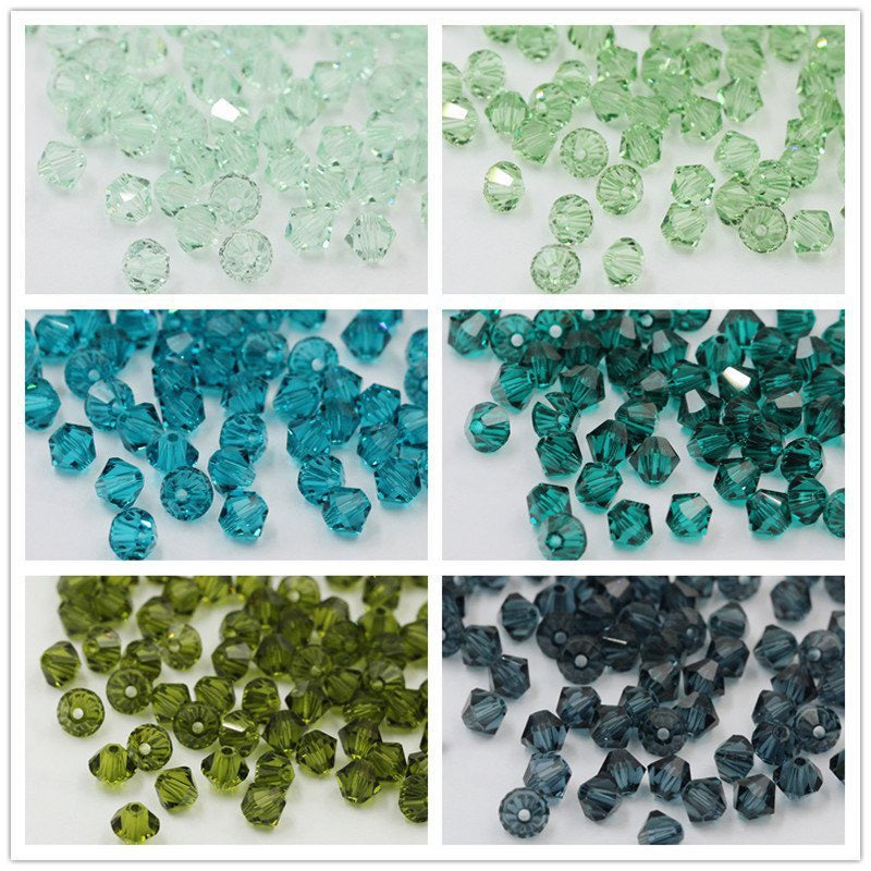 100pcs Shiny Faceted Austria Crystal Beads Bicone Beads