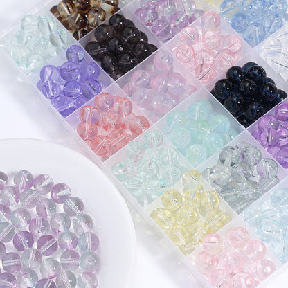 100pcs Clear Translucent Glass Round Beads