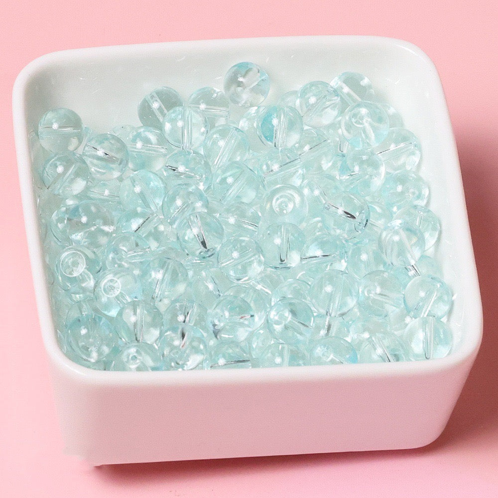 100pcs Clear Translucent Glass Round Beads