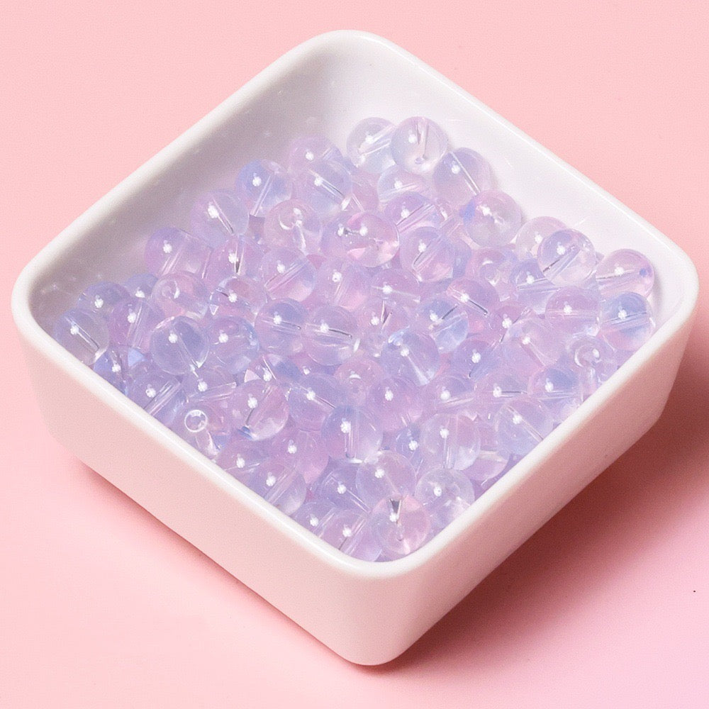 100pcs Clear Translucent Glass Round Beads