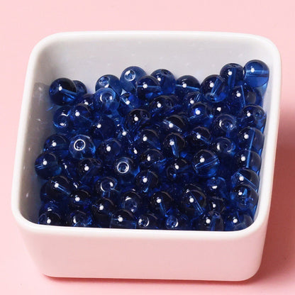 100pcs Clear Translucent Glass Round Beads