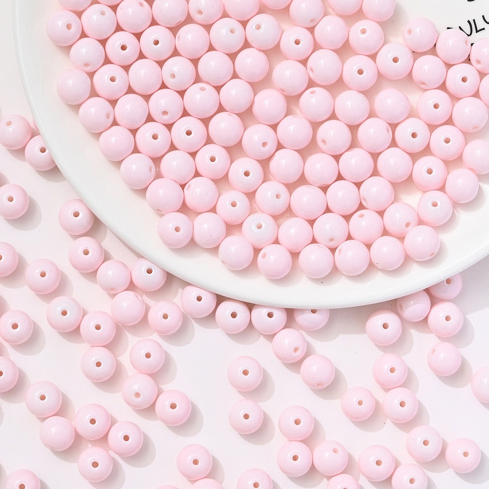 100pcs Solid‑Color Round Glass Beads