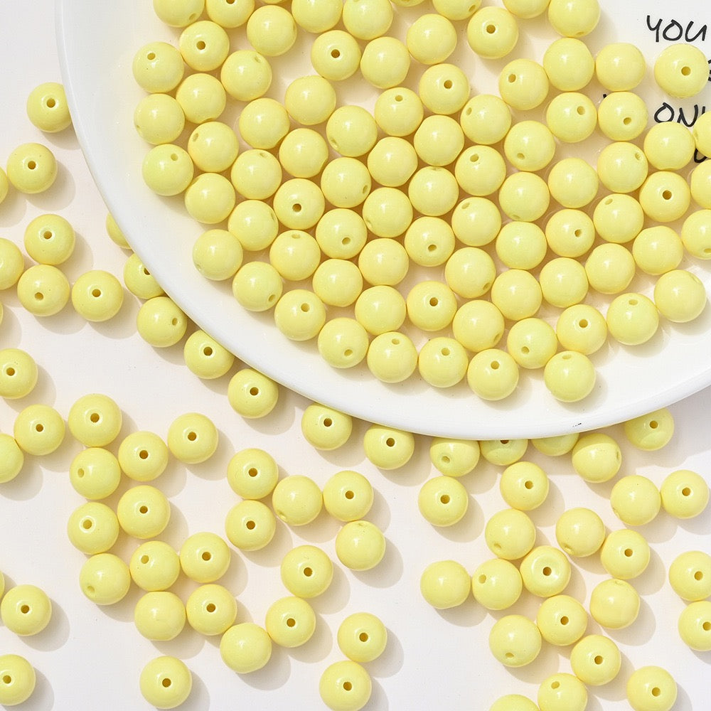 100pcs Solid‑Color Round Glass Beads