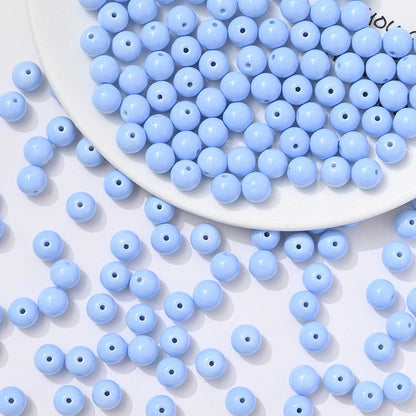 100pcs Solid‑Color Round Glass Beads
