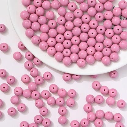 100pcs Solid‑Color Round Glass Beads