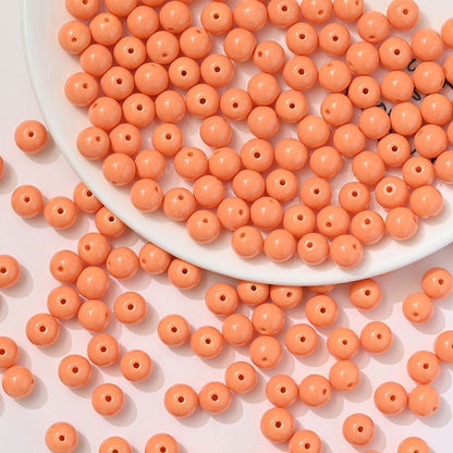 100pcs Solid‑Color Round Glass Beads