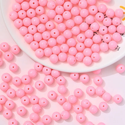 100pcs Solid‑Color Round Glass Beads