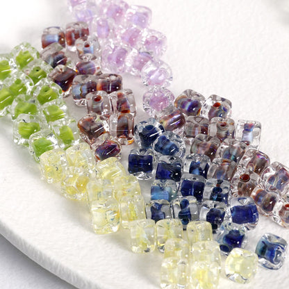 10pcs Colorful Swirl Square Sugar Beads