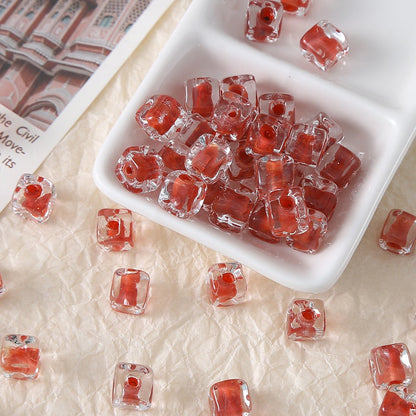 10pcs Colorful Swirl Square Sugar Beads
