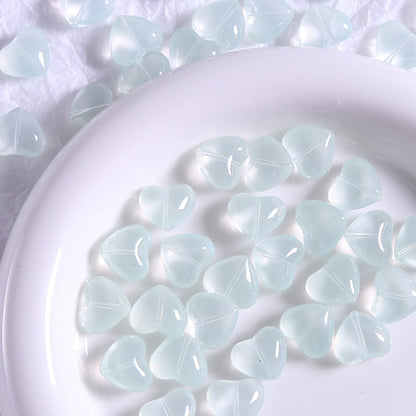 50pcs Clear Translucent Glass Heart Beads