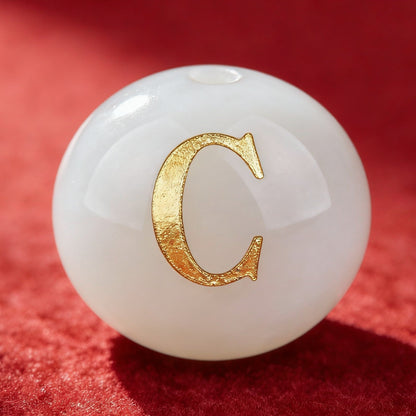 Natural Red Agate Beads - 26 Alphabet Loose Beads for Engraving Customization DIY