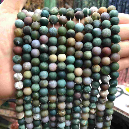 Round Matte Beads Crystal/Quartz/Jasper/Agate 4mm 6mm 8mm 10mm