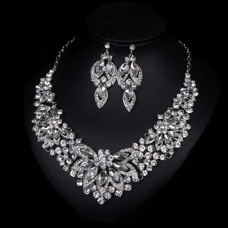 Stunning Jade Diamond Jewelry Set with Necklace, Earrings, Ring and Luxury Gift Box