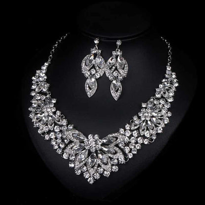 Stunning Jade Diamond Jewelry Set with Necklace, Earrings, Ring and Luxury Gift Box