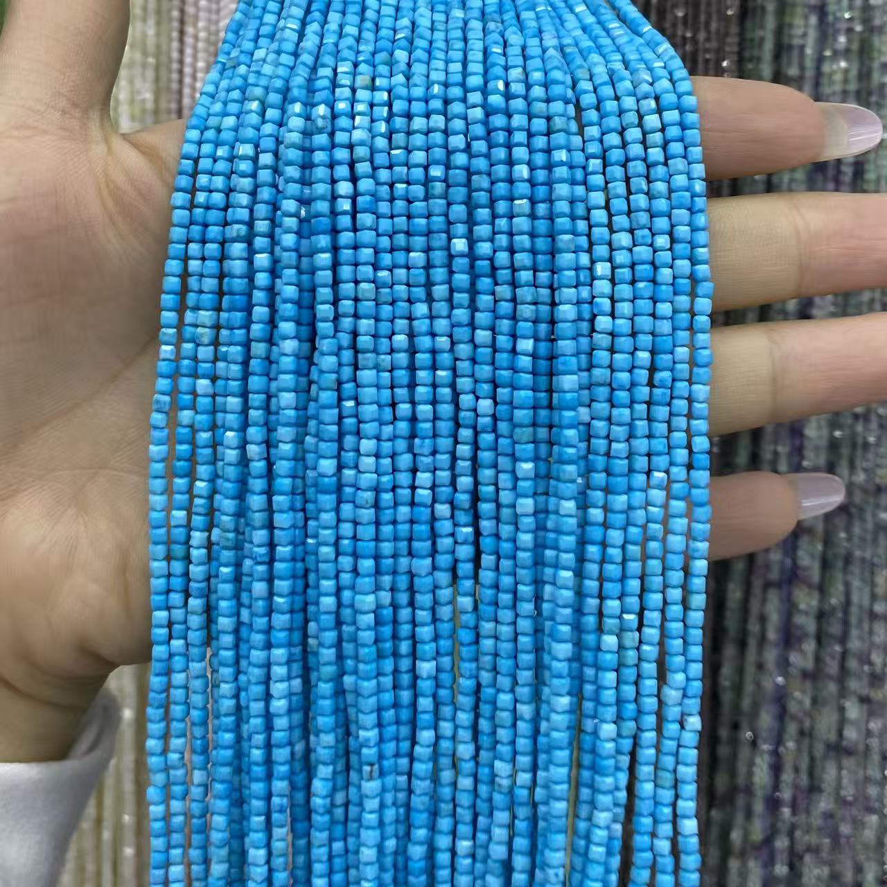 Cube Blue Turquoise Beads