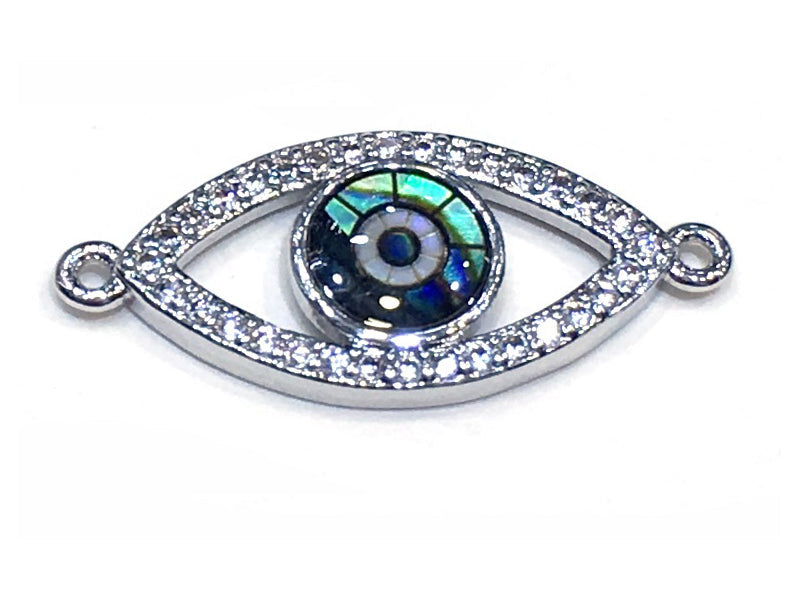 1PCS Brass Cubic Zirconia Evil Eyes Beads