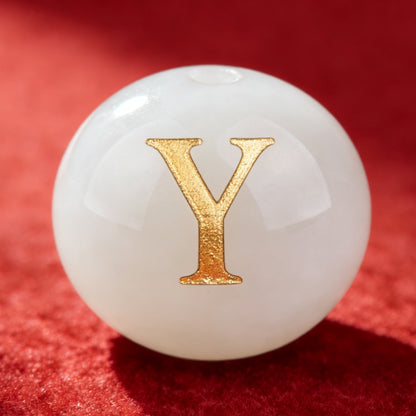 Natural Red Agate Beads - 26 Alphabet Loose Beads for Engraving Customization DIY