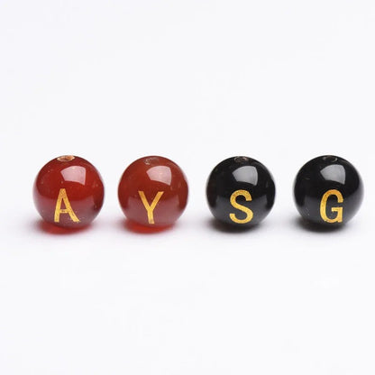 Natural Red Agate Beads - 26 Alphabet Loose Beads for Engraving Customization DIY