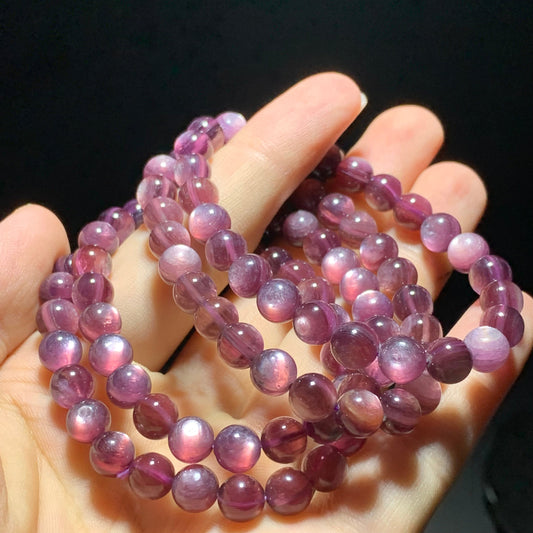 Natural purple lepidolite crystal bracelet