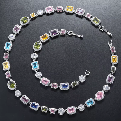 Stunning Jade Diamond Jewelry Set with Necklace, Earrings, Ring and Luxury Gift Box