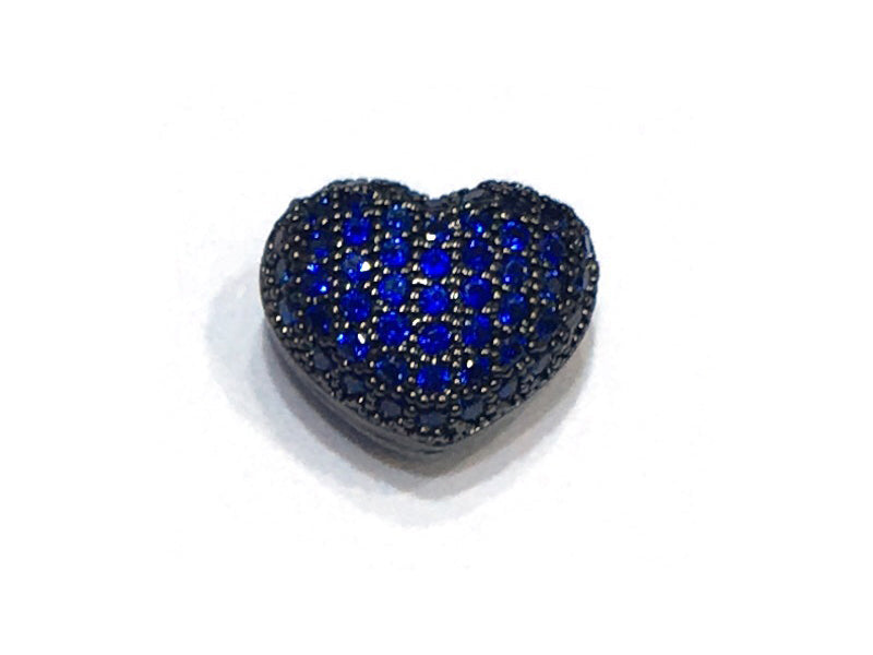 1PCS Brass Cubic Zirconia Heart Beads