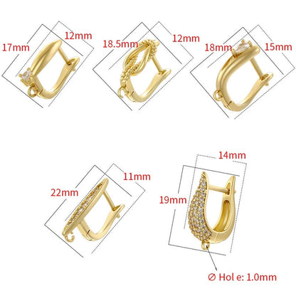 18K Golden Plated Earwire Clasp Earring Hook Accessory 1 Pair