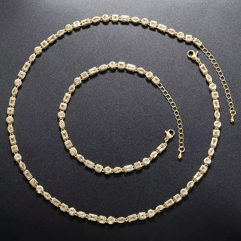 Stunning Jade Diamond Jewelry Set with Necklace, Earrings, Ring and Luxury Gift Box