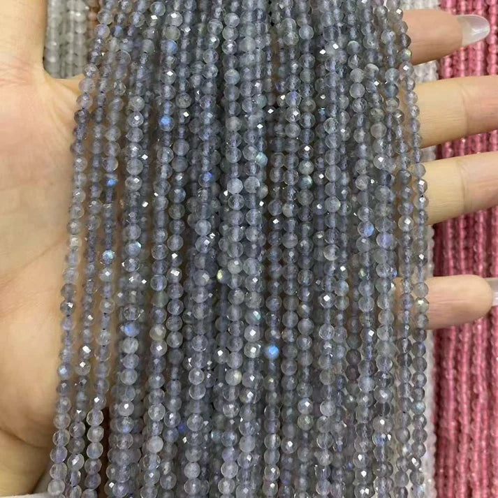 2mm 3mm 4mm Faceted Round Labradorite Beads