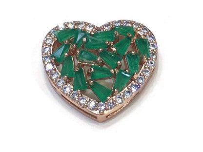 1PCS Brass Cubic Zirconia Heart Accessories