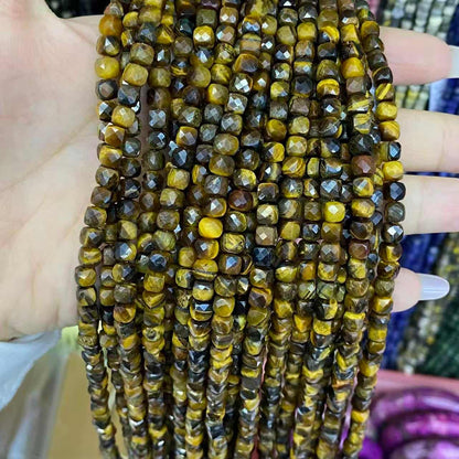 Square Faceted Beads 4-5MM Gemstone/Quartz/Jasper/Agate