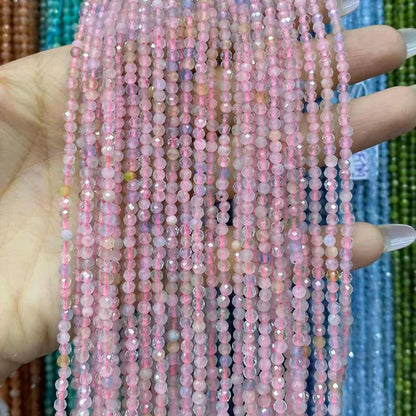 Tiny Round Faceted Beads Gemstone/Quartz/Jasper/Agate 2mm 3mm 4mm