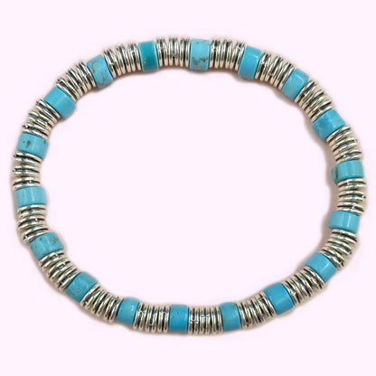 Flat Turquoise Crystal Bracelet for Focus and Concentration