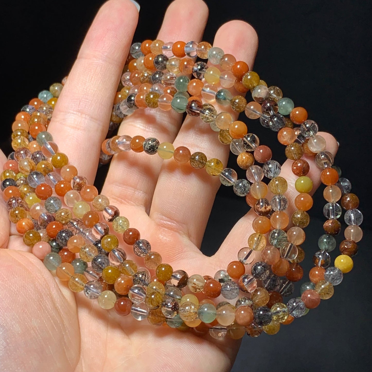 Rabbit hair rutile garden quartz string