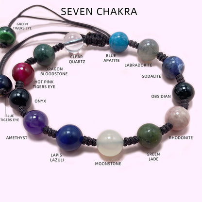 Colorful Seven Chakra Crystal Rope Braided Rope Bracelet