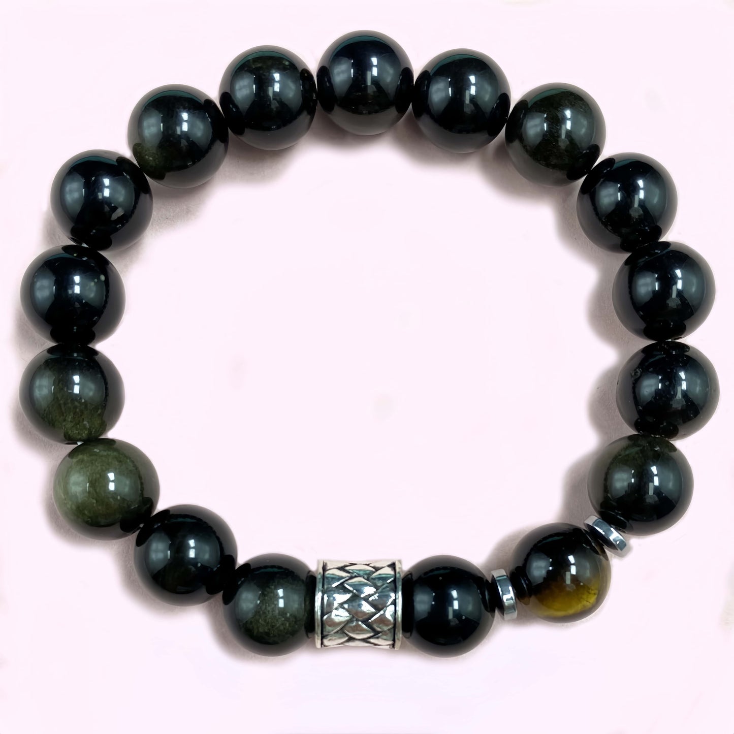 Tigers Eye with Obsidian for Protection and Apotropaic Crystal Bracelet