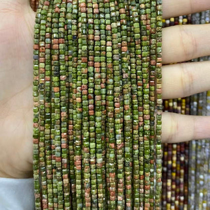 Tiny Square Faceted Beads 2-3mm Gemstone/Quartz/Jasper/Agate