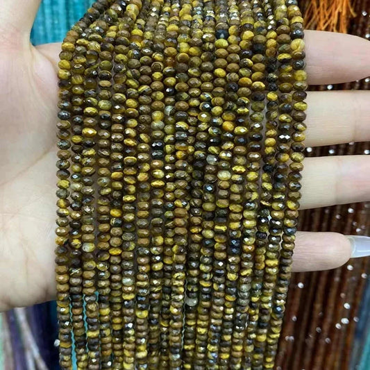 Faceted Rondelle Tigers Eye Beads