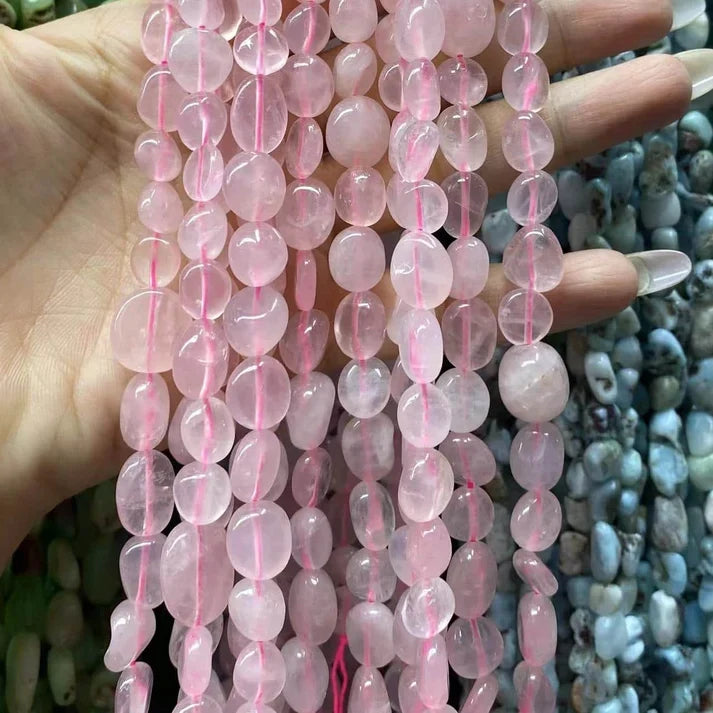 Nugget Shape Rose Quartz Beads