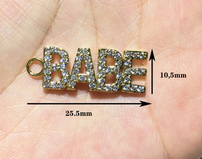 1PCS Brass Cubic Zirconia Vocabulary Slogan Charm