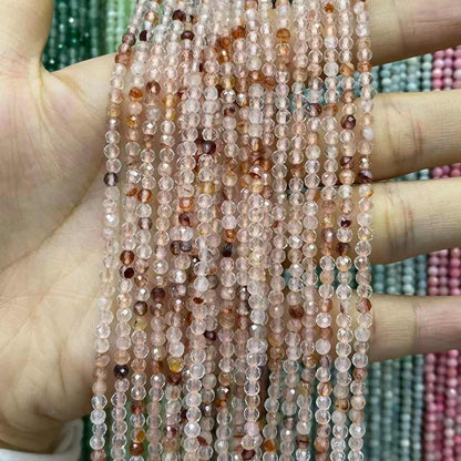 Tiny Round Faceted Beads Gemstone/Quartz/Jasper/Agate 2mm 3mm 4mm