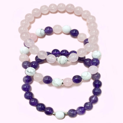 Triple Amethyst Crystal Bracelet for Love and Relationship
