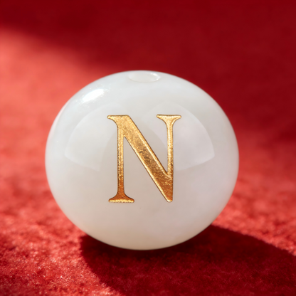 Natural Red Agate Beads - 26 Alphabet Loose Beads for Engraving Customization DIY