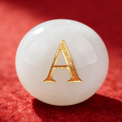 Natural Red Agate Beads - 26 Alphabet Loose Beads for Engraving Customization DIY