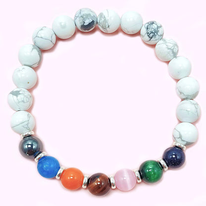 Natural Howlite Seven Chakra Crystal Bracelet